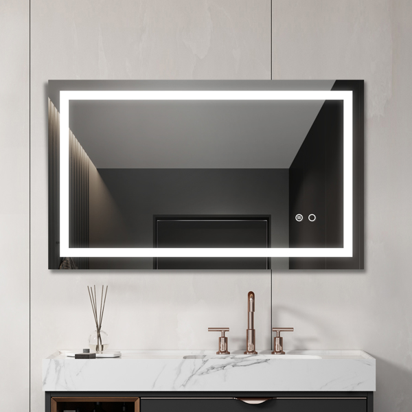 40"*24"LED照明浴室壁挂式镜子 40"*24" LED Lighted Bathroom Wall Mounted Mirror with High Lumen+Anti-Fog Separately Control+Dimmer Function-1