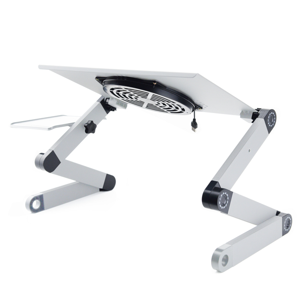 Adjustable Height Laptop Desk with Fan Laptop Stand for Bed Portable