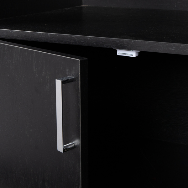 一抽 一层架 双开门 密度板贴PVC 黑色 木制文件柜 N001-15