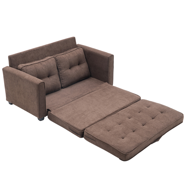  拆装 靠背拉点 双人沙发床 棕色 沙发床 简约北欧风格 148*74*81cm 实木 软包 N101 -6
