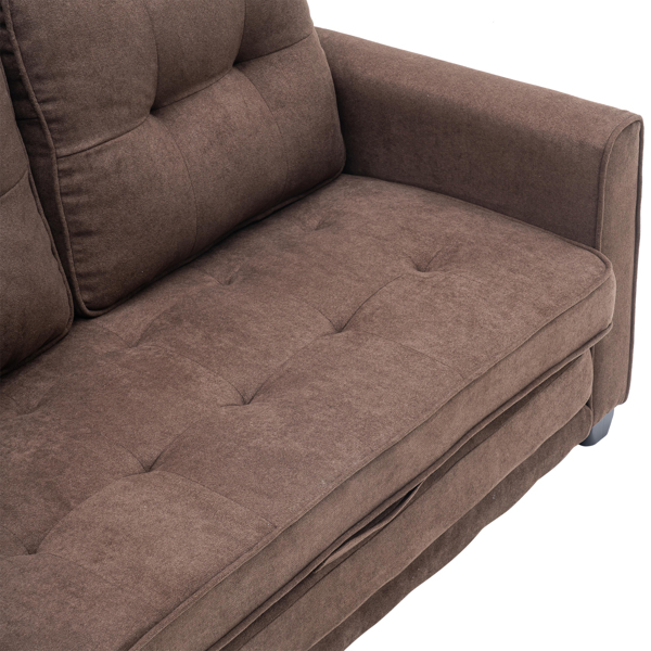  拆装 靠背拉点 双人沙发床 棕色 沙发床 简约北欧风格 148*74*81cm 实木 软包 N101 -54