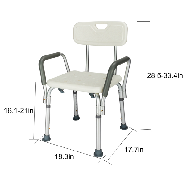 PE吹塑板铝管 带靠背扶手 白色 洗澡椅 CST-3052-6