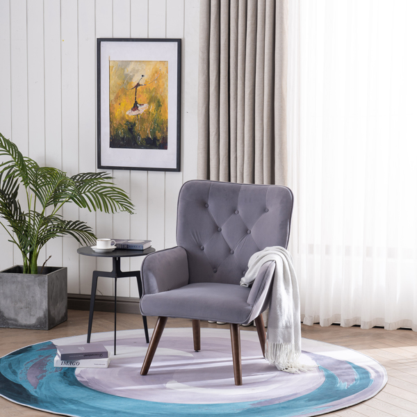 靠背拉点 绒布 软包 灰色 室内休闲椅 简约北欧风格 S101-5