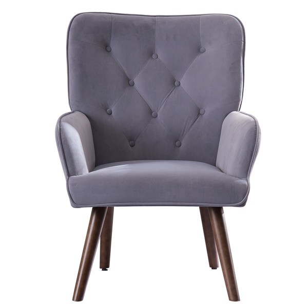 靠背拉点 绒布 软包 灰色 室内休闲椅 简约北欧风格 S101-4