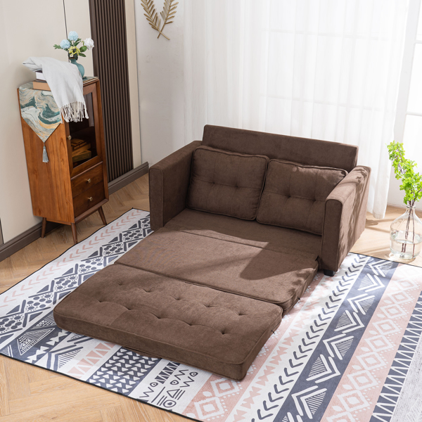  拆装 靠背拉点 双人沙发床 棕色 沙发床 简约北欧风格 148*74*81cm 实木 软包 N101 -46
