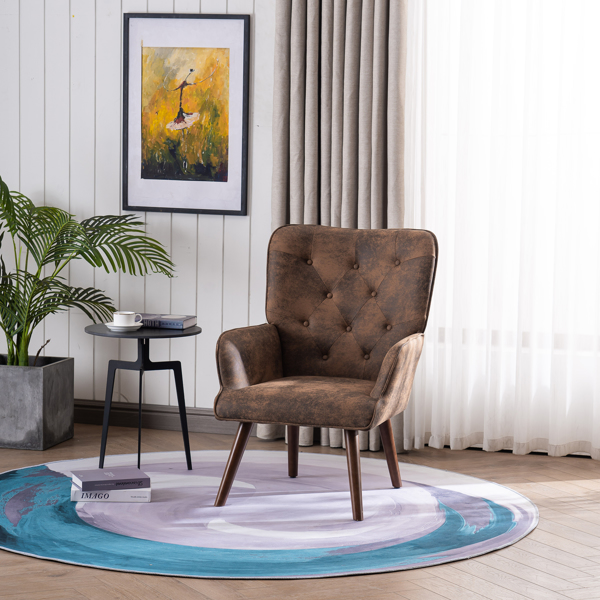 靠背拉点 鹿皮绒 软包 棕色 室内休闲椅 简约北欧风格 S101-5