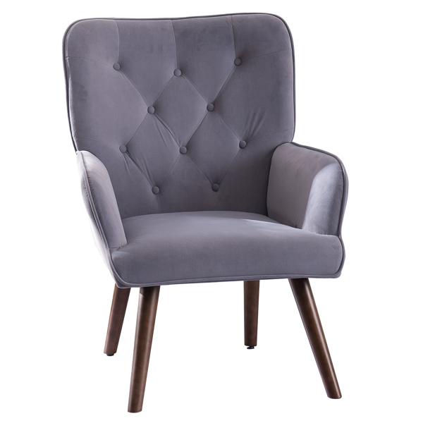 靠背拉点 绒布 软包 灰色 室内休闲椅 简约北欧风格 S101-3