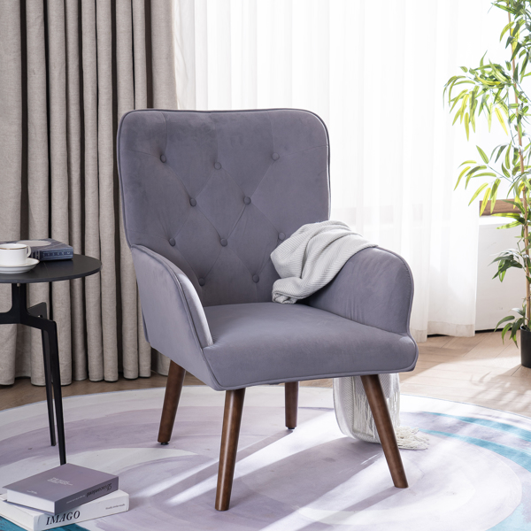 靠背拉点 绒布 软包 灰色 室内休闲椅 简约北欧风格 S101-9