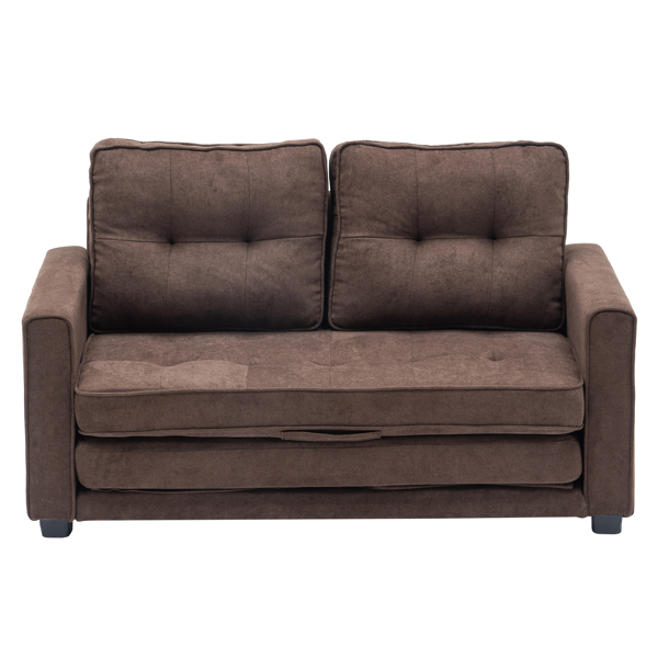  拆装 靠背拉点 双人沙发床 棕色 沙发床 简约北欧风格 148*74*81cm 实木 软包 N101 -11