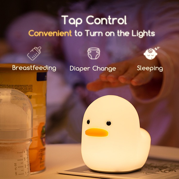 小鸭灯 Duck Night Light Kids Cute Baby Night Light lamp Long-Lasting Battery USB Rechargeable Silicone Bedside lamp for Bedroom/Living Room Gifts for Toddler/Children-3