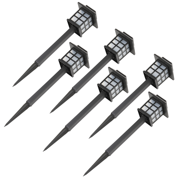 6pcs 黑色 草坪灯 37*9*9cm 塑料 带灯泡 600mA 宫灯 欧洲-12