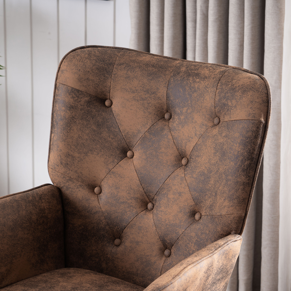 靠背拉点 鹿皮绒 软包 棕色 室内休闲椅 简约北欧风格 S101-14