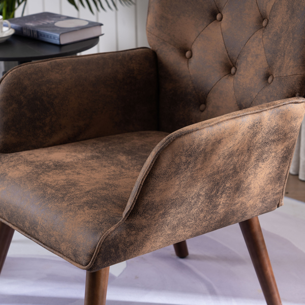 靠背拉点 鹿皮绒 软包 棕色 室内休闲椅 简约北欧风格 S101-12