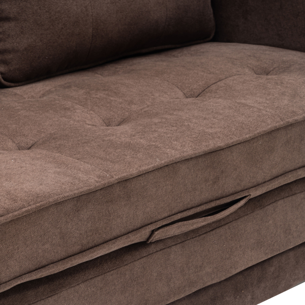  拆装 靠背拉点 双人沙发床 棕色 沙发床 简约北欧风格 148*74*81cm 实木 软包 N101 -52