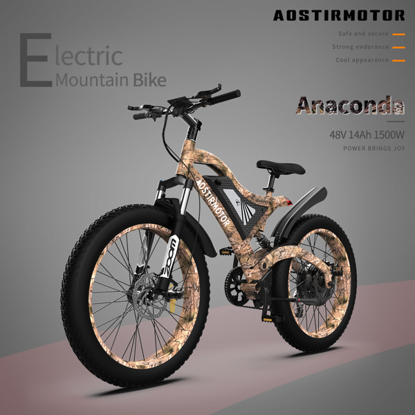 AOSTIRMOTOR 26" 电动自行车1500W电机48V15Ah可拆卸锂电池-11