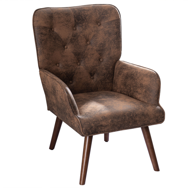 靠背拉点 鹿皮绒 软包 棕色 室内休闲椅 简约北欧风格 S101-4