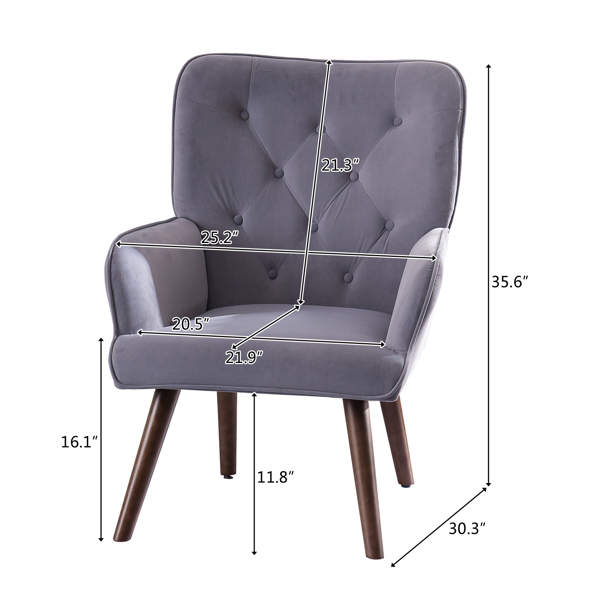 靠背拉点 绒布 软包 灰色 室内休闲椅 简约北欧风格 S101-2