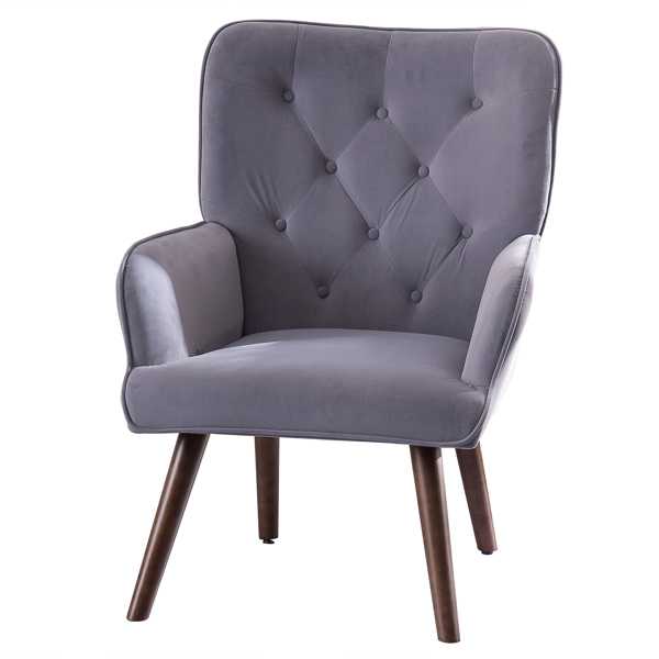 靠背拉点 绒布 软包 灰色 室内休闲椅 简约北欧风格 S101-1