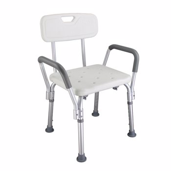 PE吹塑板铝管 带靠背扶手 白色 洗澡椅 CST-3052