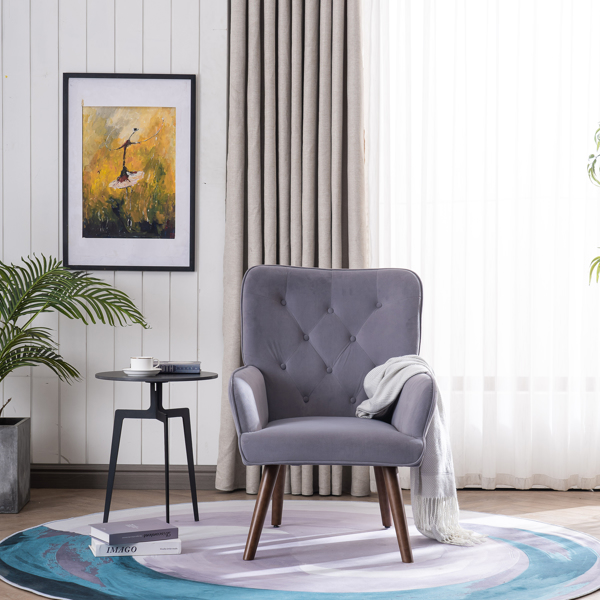 靠背拉点 绒布 软包 灰色 室内休闲椅 简约北欧风格 S101-7