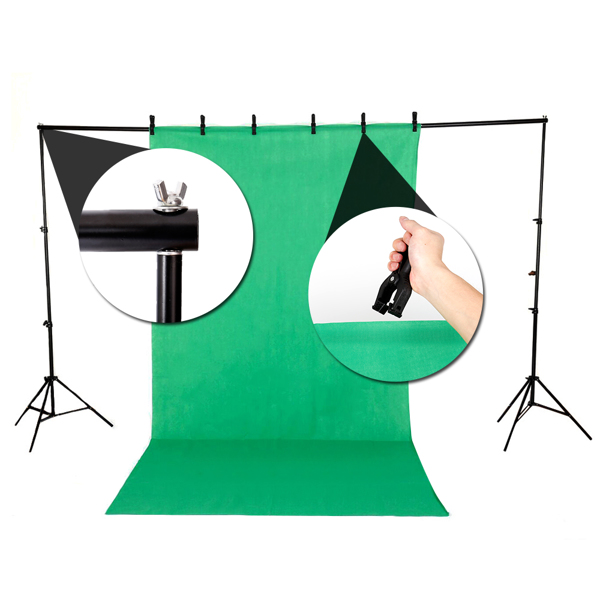 欧规 PK018 85W 长方形 带柔光伞和柔光箱加改良布和背景支架 摄影套装-6