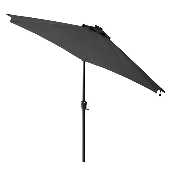 9ft 2.7m太阳能LED灯手摇伞 可倾斜 铁制8伞骨 深灰色 不带底座-14