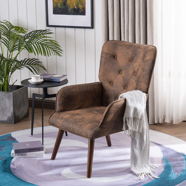 靠背拉点 鹿皮绒 软包 棕色 室内休闲椅 简约北欧风格 S101-13