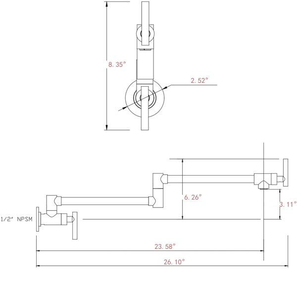 折叠龙头Folding faucet Pot Filler Faucet Wall Mount-3