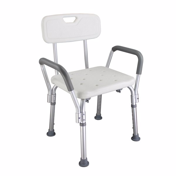 PE吹塑板铝管 带靠背扶手 白色 洗澡椅 CST-3052-1
