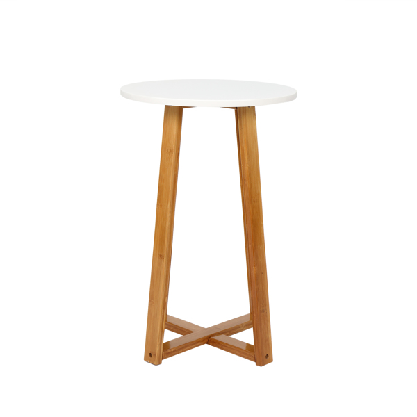 单层 楠竹 边桌 40*37*59.5cm 圆形 白色桌面 原木色桌腿 N101-6