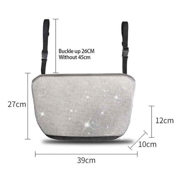 【沃尔玛禁售】汽车钻石收纳袋 Bling Handbag Holder for Car, Large Capacity Car Seat Organizer, Purse Bling Organizer White Diamond-2