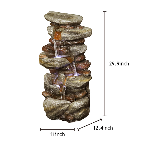 29.9英寸带LED灯的岩石喷泉-4