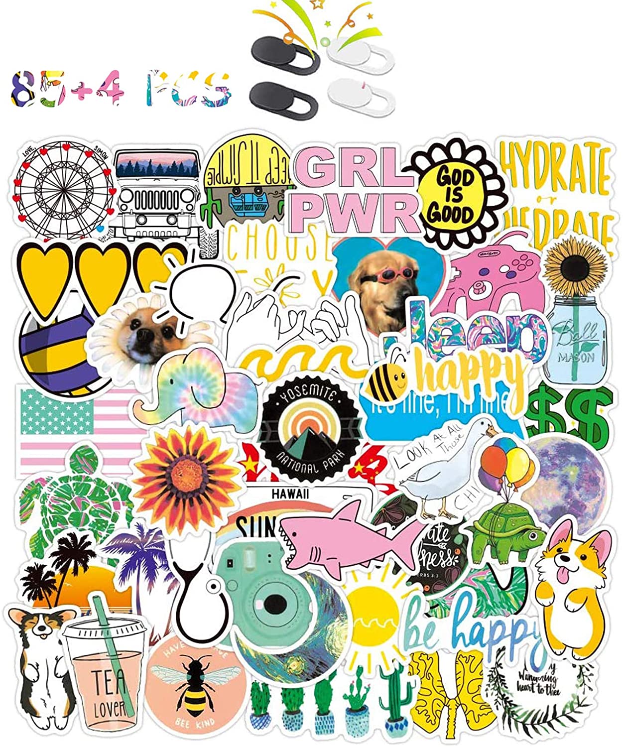 【Bans sale on Walmart】 85 Pieces Cute VSCO Stickers for Water Bottles Aesthetic Trendy Stickers for Teen Girls Perfect for Laptop, Phone, Water Bottle