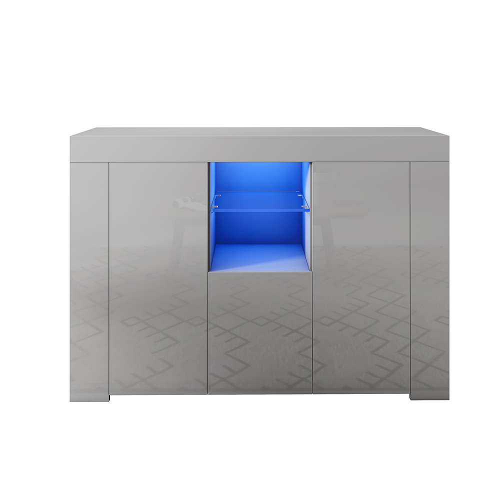 Sideboard 3 Doors with 16 Colors LED RGB Light Grey