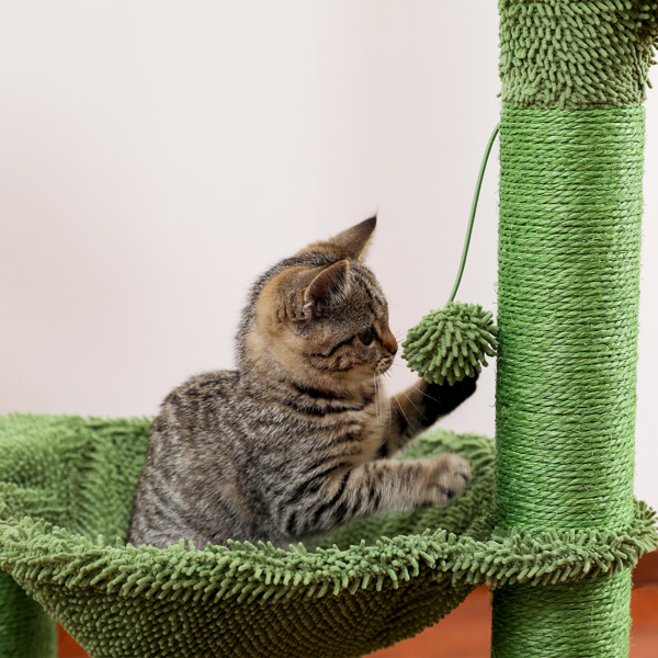 绿色仙人掌猫台带有猫抓柱，吊床和吊球，猫互动玩具适合中大型猫（周末无法发货，请谨慎下单）-8