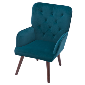 FCH 靠背拉点 绒布 软包 蓝绿色 室内休闲椅 简约北欧风格 S101
