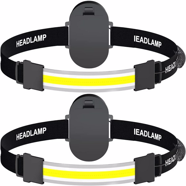 【沃尔玛禁售】2个装电池款头灯 2 Pack LED Headlamp Flashlight Battery Powered Wide Beam Bright Head Light Lightweight Head Lamp for Camping Running Hiking Hard Hat Headlight-1