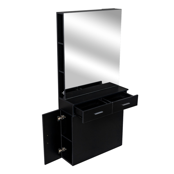 2-2 15厘E0刨花板麻面 2抽2门带镜子 沙龙柜 N001 黑色-15