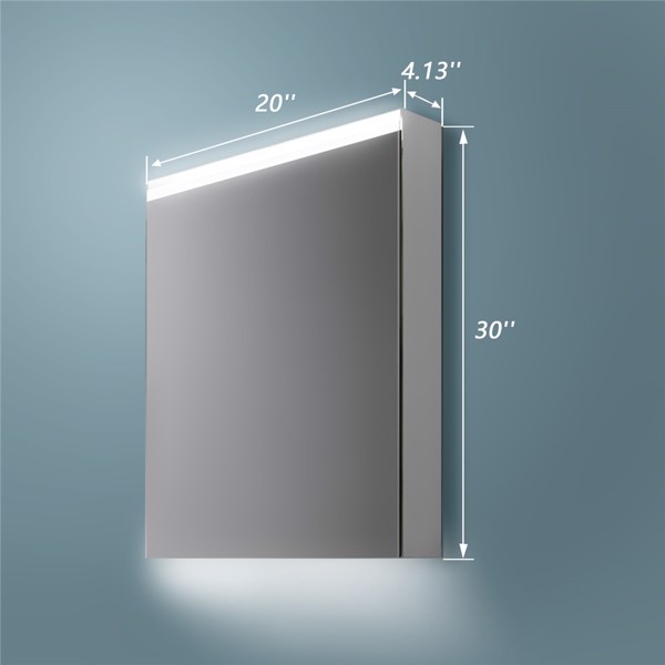 （亚马逊禁售）20英寸 x 30英寸LED 照明浴室镜柜，带 3 层储物架，非接触式运动传感器，仅限表面安装（左开门）-3