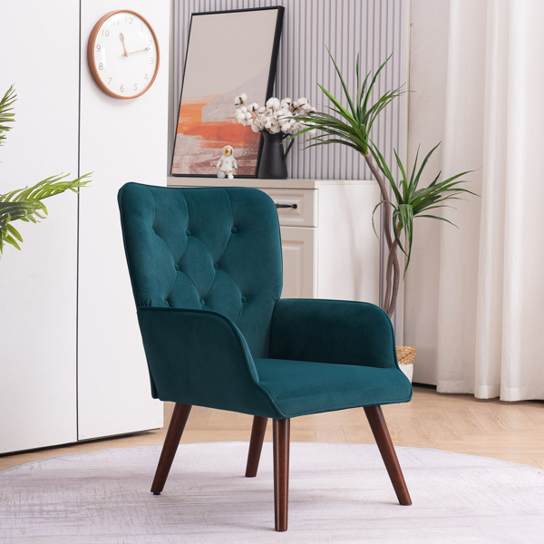 靠背拉点 绒布 软包 蓝绿色 室内休闲椅 简约北欧风格 S101-25