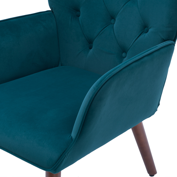 靠背拉点 绒布 软包 蓝绿色 室内休闲椅 简约北欧风格 S101-13