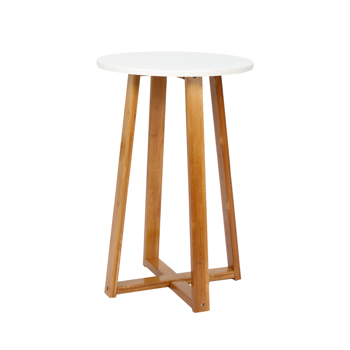 单层 楠竹 边桌 40*37*59.5cm 圆形 白色桌面 原木色桌腿 N101
