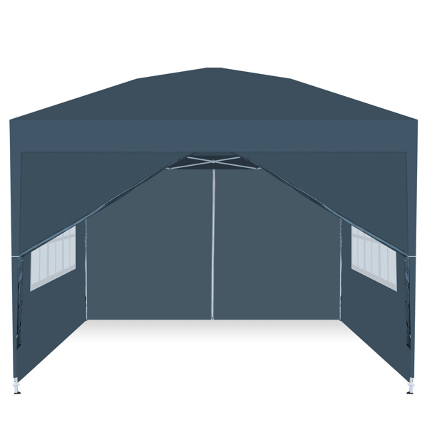 2x2M 弹出式速开凉棚 帐篷 210D 带防水涂层 带四块围布（两窗户+两门-双面拉锁）+ 收纳袋 蓝色-3