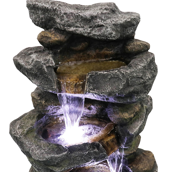 40英寸高堆叠模拟岩石喷泉带LED灯-7