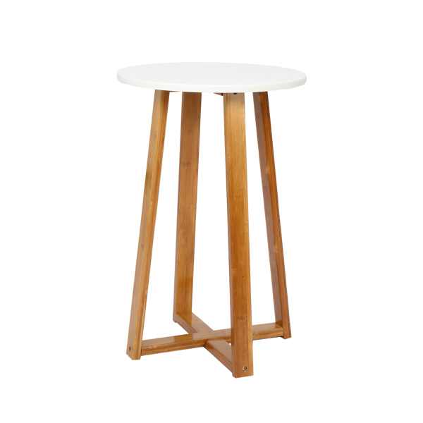 单层 楠竹 边桌 40*37*59.5cm 圆形 白色桌面 原木色桌腿 N101-11