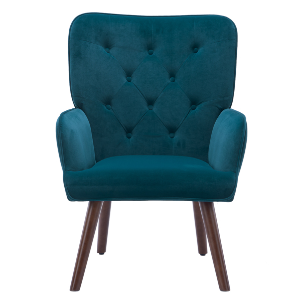 靠背拉点 绒布 软包 蓝绿色 室内休闲椅 简约北欧风格 S101-3