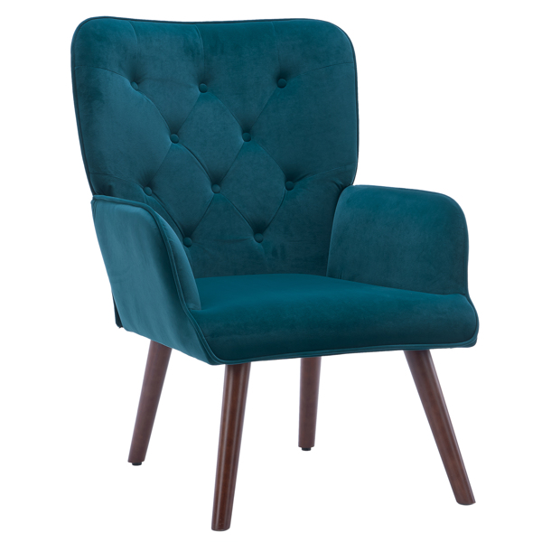 靠背拉点 绒布 软包 蓝绿色 室内休闲椅 简约北欧风格 S101-2