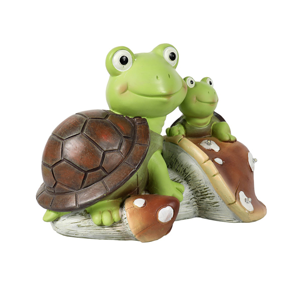 花园雕像可爱的青蛙脸龟小雕像，太阳能树脂动物雕塑，带 3 个用于露台、草坪、花园装饰的 LED 灯【周末无法发货，谨慎下单】-3