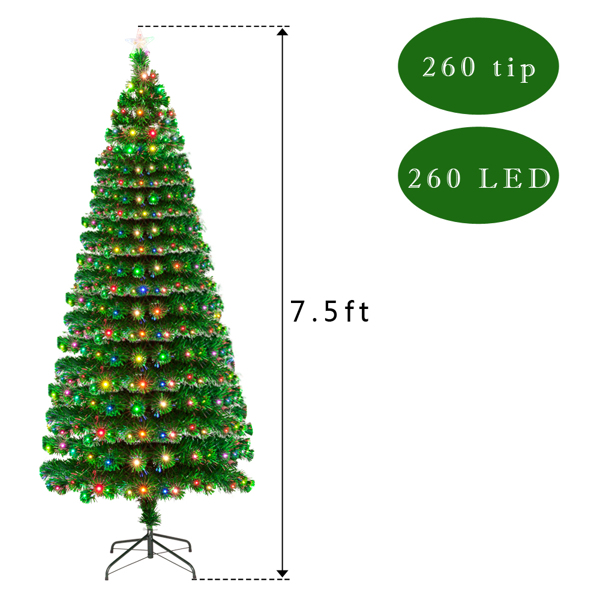 7.5ft 光纤 260LED灯 260枝头 嫩绿 圣诞树 PVC树枝铁支架 N101 法国-8