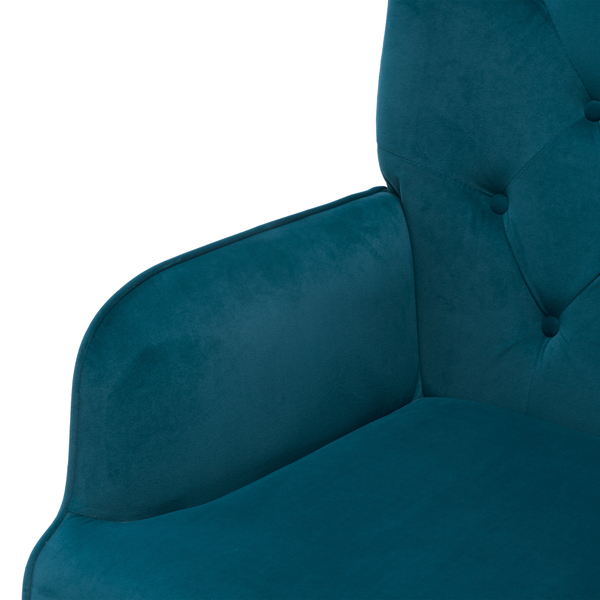 靠背拉点 绒布 软包 蓝绿色 室内休闲椅 简约北欧风格 S101-11